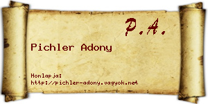 Pichler Adony névjegykártya